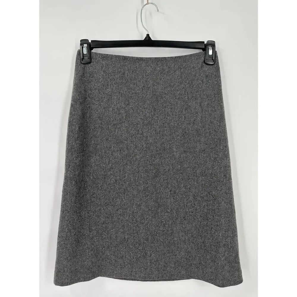 Gap Stretch Gray Wool A Line Midi‎ Skirt Size 1